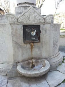 Fontana pubblica di di Piazza Santa Caterina a Pisa chiusa