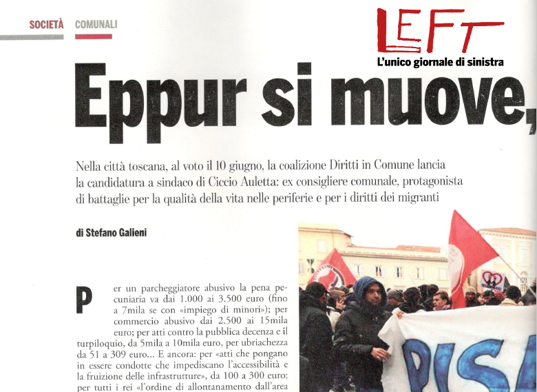 “Eppur si muove, la sinistra a Pisa” – Articolo su Diritti in Comune pubblicato sulla rivista “Left”